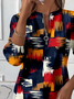 Women's Abstract Print Casual Zipper Neck Long Sleeve Sweatshirt