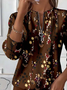 Women's Floral Print Casual Zipper Neck Long Sleeve Sweatshirt