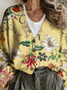 Floral Loose Casual V Neck Cardigan
