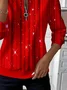 Women's Christmas Print Casual Zipper Neck Long Sleeve Sweatshirt