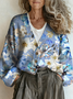 Floral Vintage Loose V Neck Cardigan