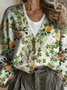 Floral Vintage Loose V Neck Cardigan