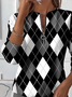 Women's Plaid Print Casual Zipper Collar Long Sleeve Sweatshirt