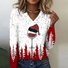 Women's Long Sleeve V-Neck T-Shirt Christmas Pattern