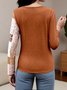 Women's Long Sleeve T-shirt Spring/Fall Green Geometric Printing Crew Neck Daily Going Out Vintage Top