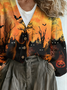 V Neck Boho Halloween Loose Cardigan