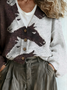 Multicolor Block V Neck Western Style Loose Cardigan