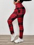 Printing Casual Plaid Extra Thick Lambskin Printed Leggings for Women Winter Plus Velvet Thickened Outerwear Pockets High Waist Warm Cotton Leggings