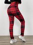 Printing Casual Plaid Extra Thick Lambskin Printed Leggings for Women Winter Plus Velvet Thickened Outerwear Pockets High Waist Warm Cotton Leggings