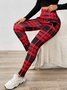 Printing Casual Plaid Extra Thick Lambskin Printed Leggings for Women Winter Plus Velvet Thickened Outerwear Pockets High Waist Warm Cotton Leggings