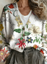 Floral Loose Casual V Neck Cardigan