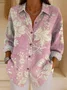 Casual Floral Loose Shirt Collar Shirt