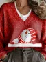 V Neck Vintage Loose Christmas Sweater