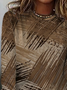 Women's Long Sleeve T-shirt Spring/Fall Brown Abstract Printing Jersey Crew Neck Daily Going Out Casual Top