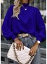 Women's Long Sleeve T-shirt Spring/Fall White Geometric Buckle Stand Collar Balloon Sleeve Daily Going Out Vintage Top