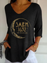 Women's Three Quarter Sleeve T-shirt Spring/Fall Orange Halloween Salem 1692 The Missed One Printing V Neck Daily Going Out Casual Top