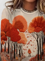 Women's Long Sleeve T-shirt Spring/Fall Apricot Tree Printing Jersey Crew Neck Daily Going Out Casual Top