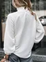 Women's Long Sleeve T-shirt Spring/Fall White Geometric Buckle Stand Collar Balloon Sleeve Daily Going Out Vintage Top