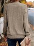 Women's Long Sleeve T-shirt Spring/Fall Khaki Plain Buckle V Neck Daily Going Out Casual Top