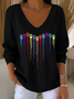 Women's Colorful Dog Heart Paw Print Casual Knitted Top