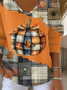 Women's Long Sleeve T-shirt Spring/Fall Orange Halloween (pumpkin) Printing V Neck Daily Going Out Casual Top