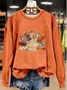 Women's Turkey Print Thanksgiving Crew Neck Sweatshirt
