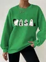 Women's Halloween Black Cat Waffle Sweatshirt