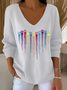 Women's Colorful Dog Heart Paw Print Casual Knitted Top