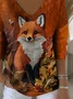 Women's Long Sleeve T-shirt Spring/Fall Brown Maple Leaf Printing V Neck Daily Going Out Casual Top