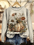 Crew Neck Printing Casual Loose Sweatshirt