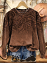 Crew Neck Printing Casual Floral Sweatshirt