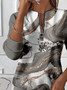 Women's Abstract Print Casual Zip-Up Long Sleeve Sweatshirt