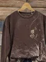 Crew Neck Casual Floral Printing Sweatshirt