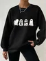 Women's Halloween Black Cat Waffle Sweatshirt