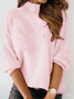 Simple Printing Beaded Turtleneck Sweater