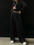 Women's Split Joint Plain Daily Going Out Two-Piece Set Green Casual Spring/Fall Top With Pants Matching Set