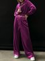 Women's Split Joint Plain Daily Going Out Two-Piece Set Green Casual Spring/Fall Top With Pants Matching Set