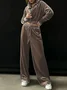 Women's Split Joint Plain Daily Going Out Two-Piece Set Green Casual Spring/Fall Top With Pants Matching Set