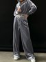Women's Split Joint Plain Daily Going Out Two-Piece Set Green Casual Spring/Fall Top With Pants Matching Set