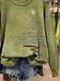 Casual Crew Neck Printing Christmas Tree Sweatshirt