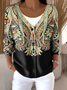 Ethnic V Neck Casual Cardigan