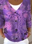 Loose Floral Casual V Neck Cardigan