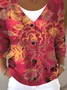 Loose Floral Casual V Neck Cardigan