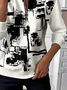 Women's Abstract Print Casual Zip-Up Long Sleeve Sweatshirt
