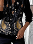 Women's Floral Print Casual Zip-Up Long Sleeve Sweatshirt
