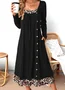 Color Block Casual Dress With No