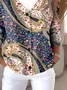 Casual V Neck Ethnic Geometry Cardigan