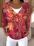 Loose Floral Casual V Neck Cardigan