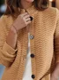 Casual Plain Stand Collar Cardigan