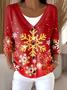 V Neck Loose Christmas Casual Cardigan